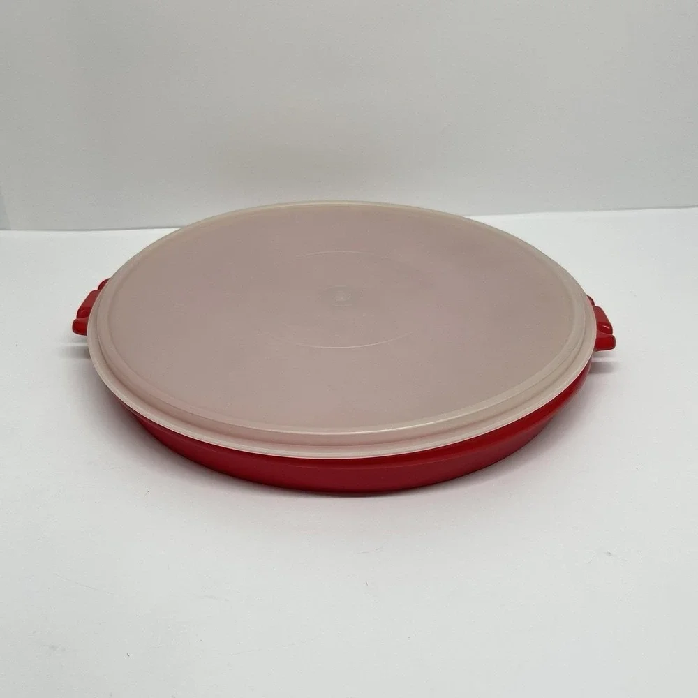 Tupperware 405 Red Divided Party Vegetable‎ Relish Serving Tray & Lid No Handle